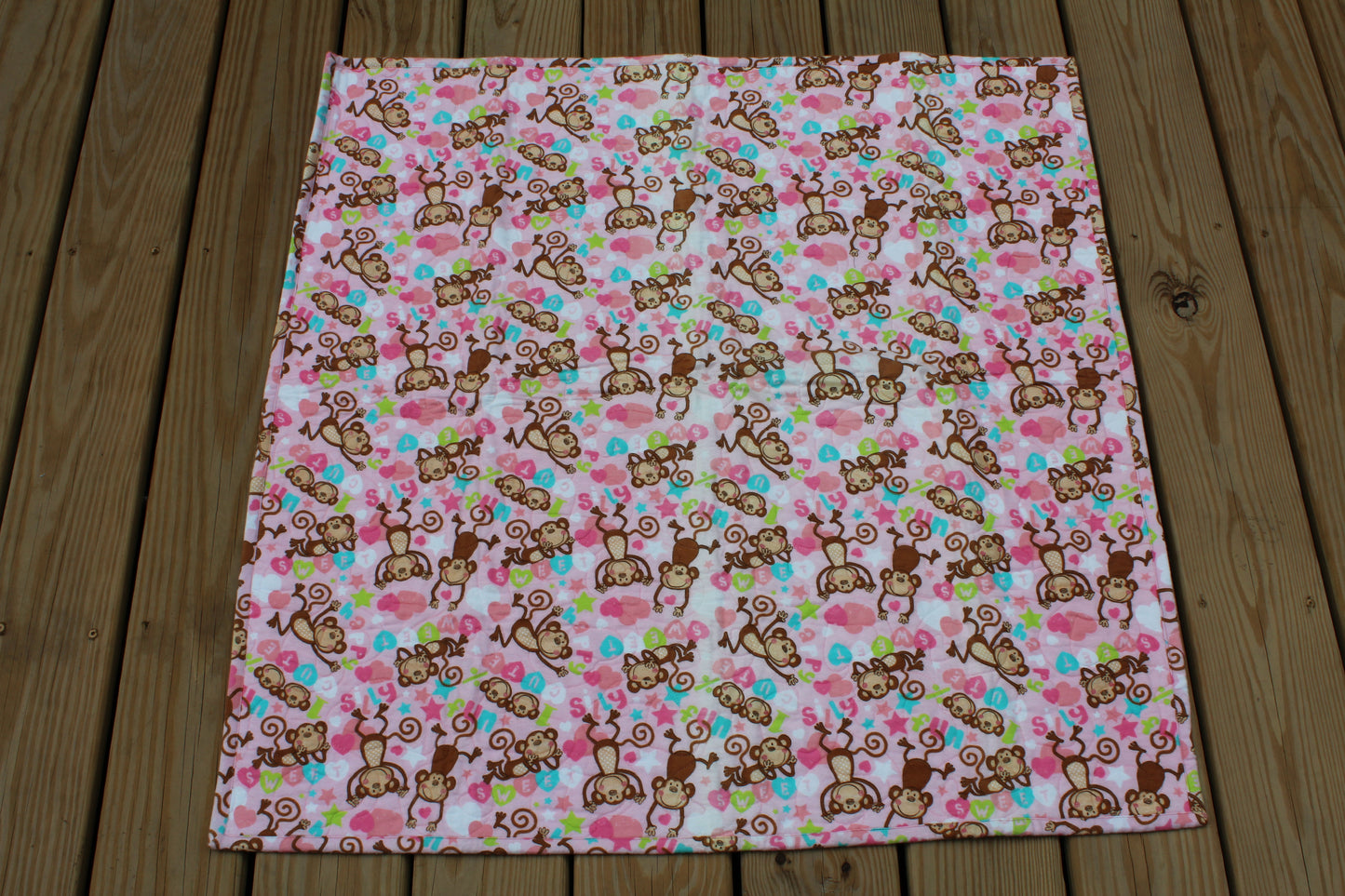 Pink Monkey Receiving Blanket