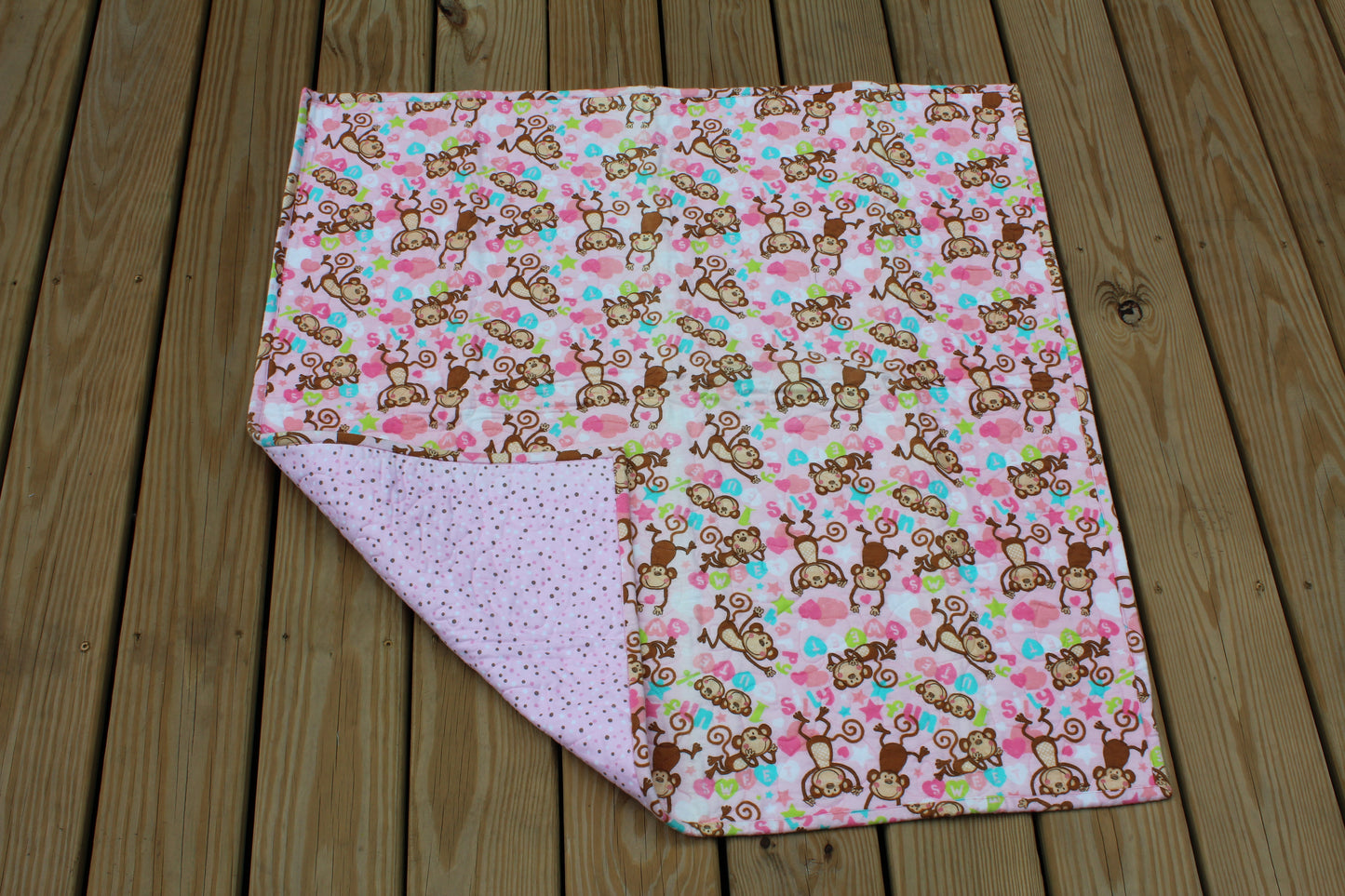 Pink Monkey Receiving Blanket