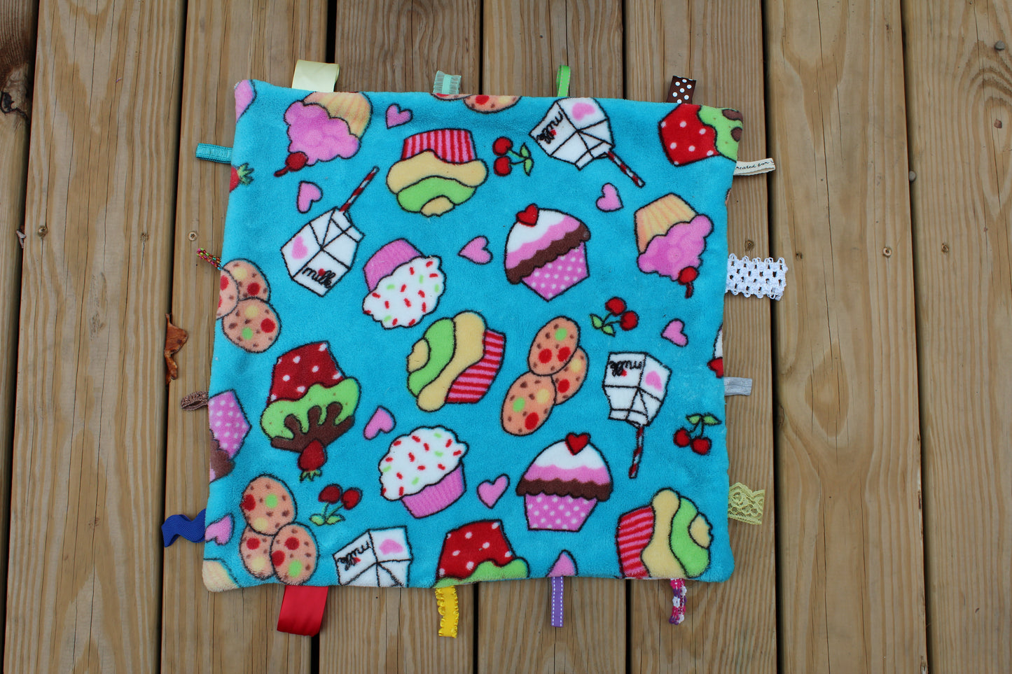 Teal Cupcake & Milk Tag Blanket